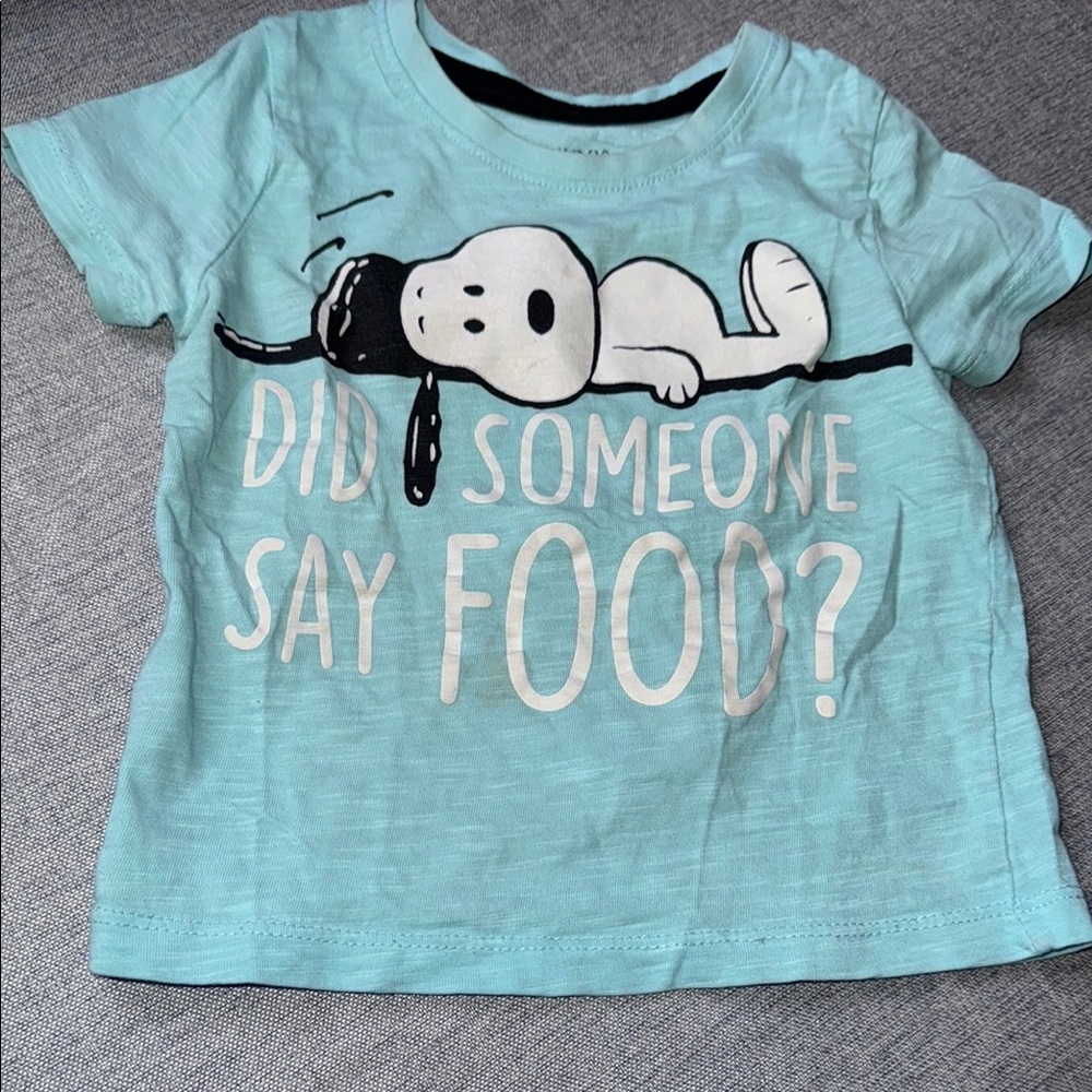 🍄18/24m juniors snoopy peanuts Kids Light Blue Snoopy T-Shirt GUC